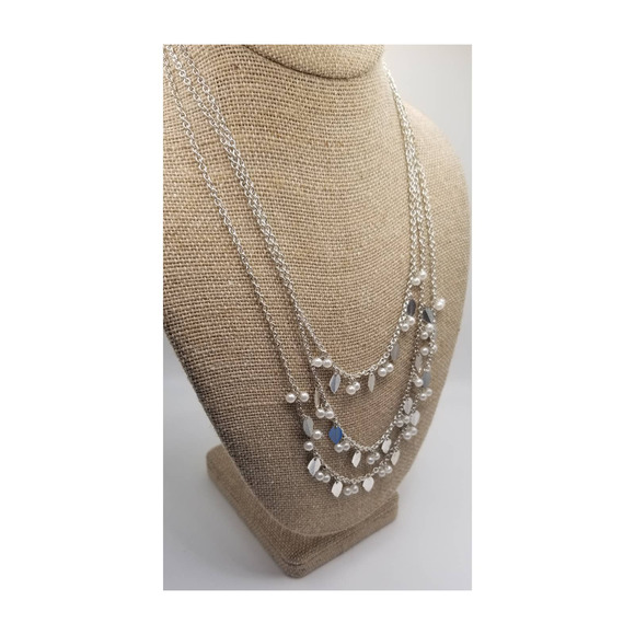 Premier Designs Multi Layer Silver Plated Necklace - Picture 2 of 8
